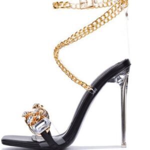 BLACK RHINESTONES SANDAL 